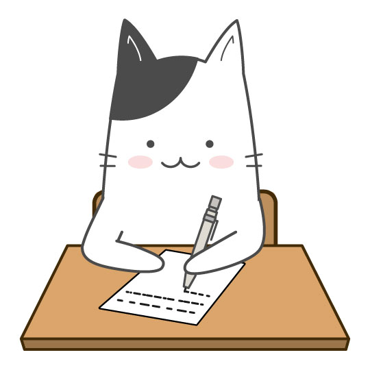 用紙を斜めにして字を書いてる図
