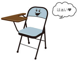 テーブル付きの椅子のイラストです。